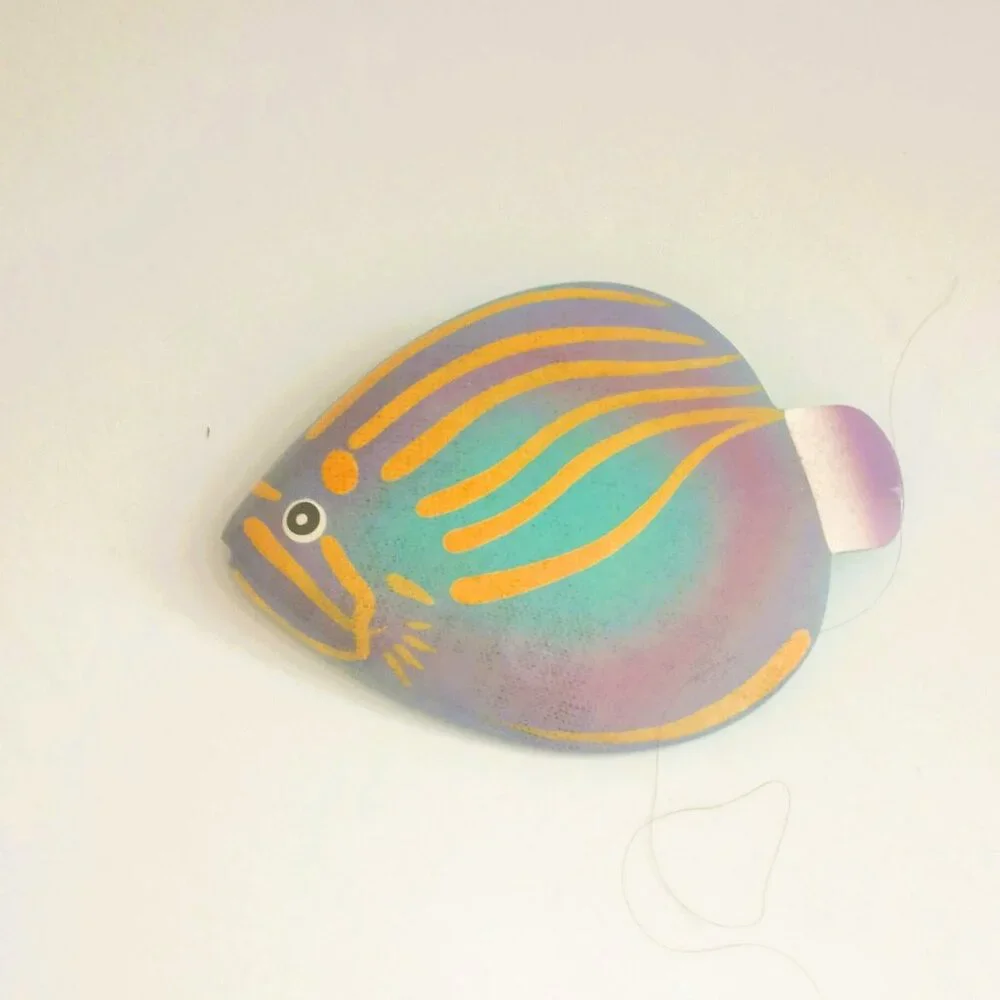 80's Alaskapades Tropical Fish Brooch Vtg Large Wooden Hand Painted Sea Life Pin